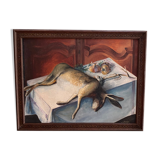 Huile sur toile still life hare