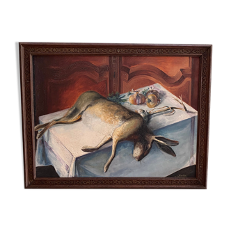 Huile sur toile still life hare