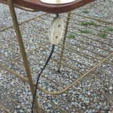 Floor lamp of the 50s in gilded metal triple mahogany tablets and gilded metal