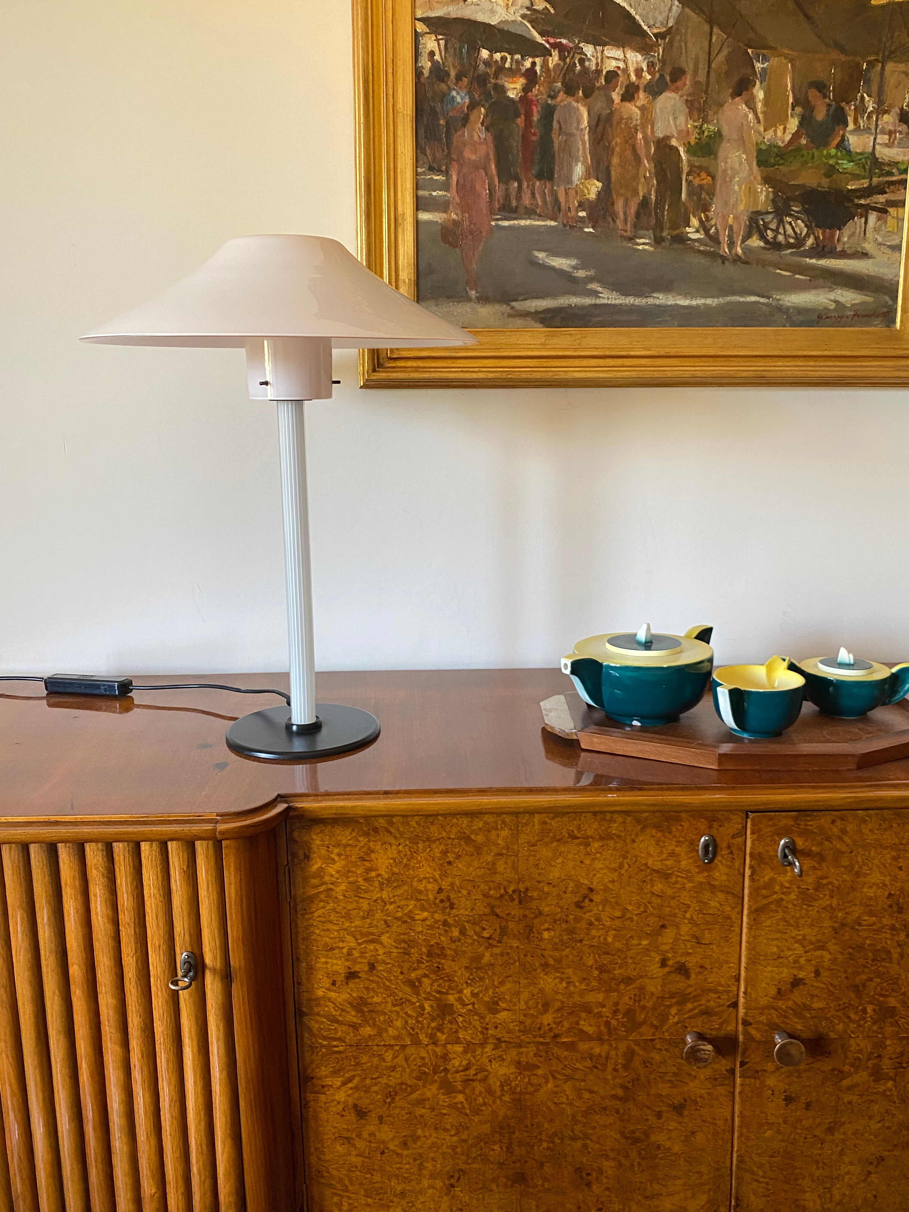 Cini Boeri, 2 Pink glass "Chiara" Table Lamp, Venini Murano, Italy, 1984