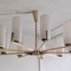 Lustre en laiton sunburst et verre opalin, Allemagne 1950