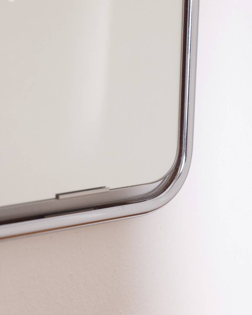 Vintage Italian Chrome Metal Wall Mirror, 1970s