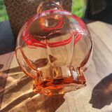 Vintage pink glass flask / bottle / carafe with matching stopper