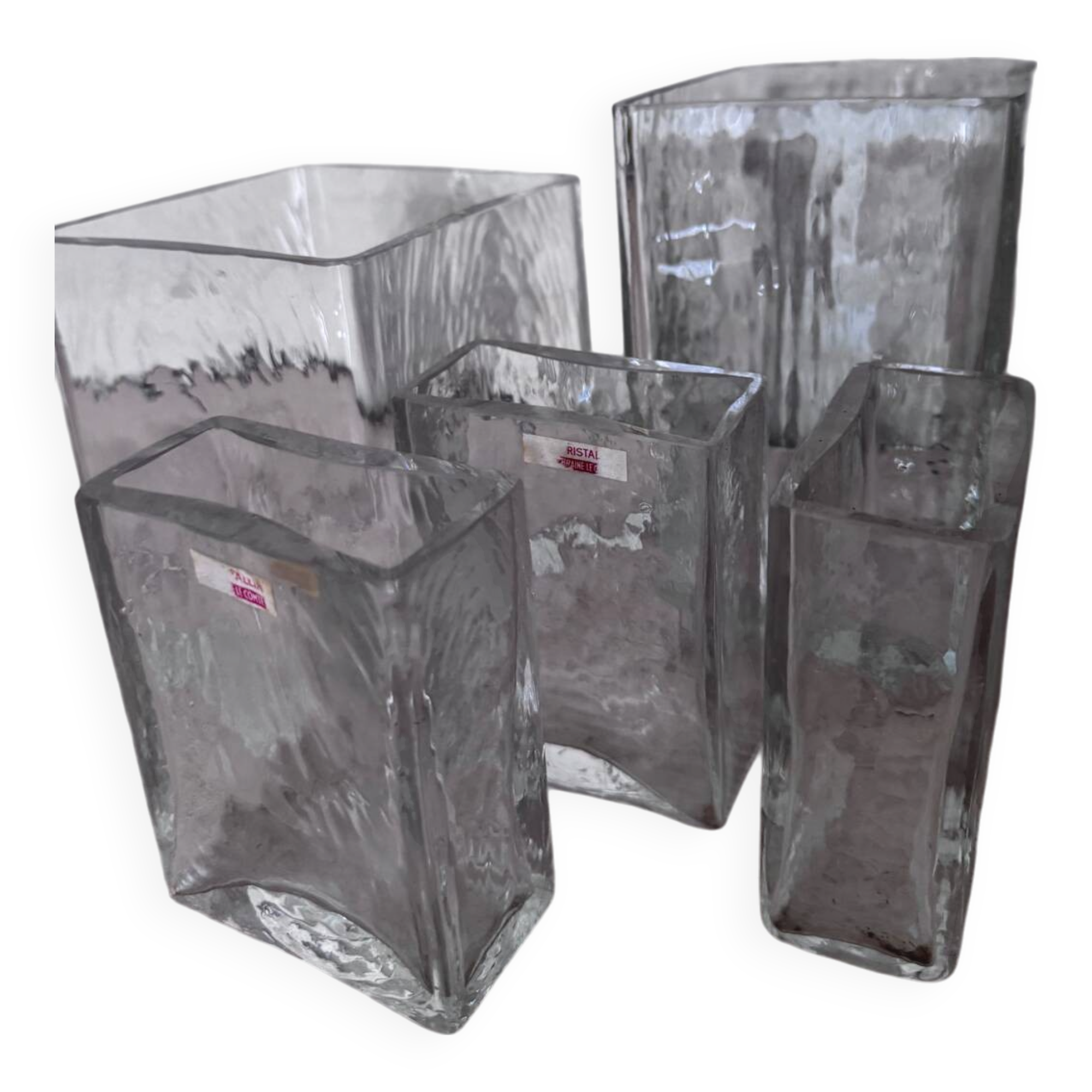 Set de 5 vases vintage en cristal – Cristal Tallin