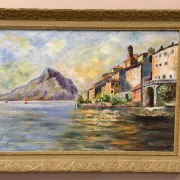 Original Swedish Oil on Canvas – “City and the Lake” by Eric Johan – Vintage & Framed