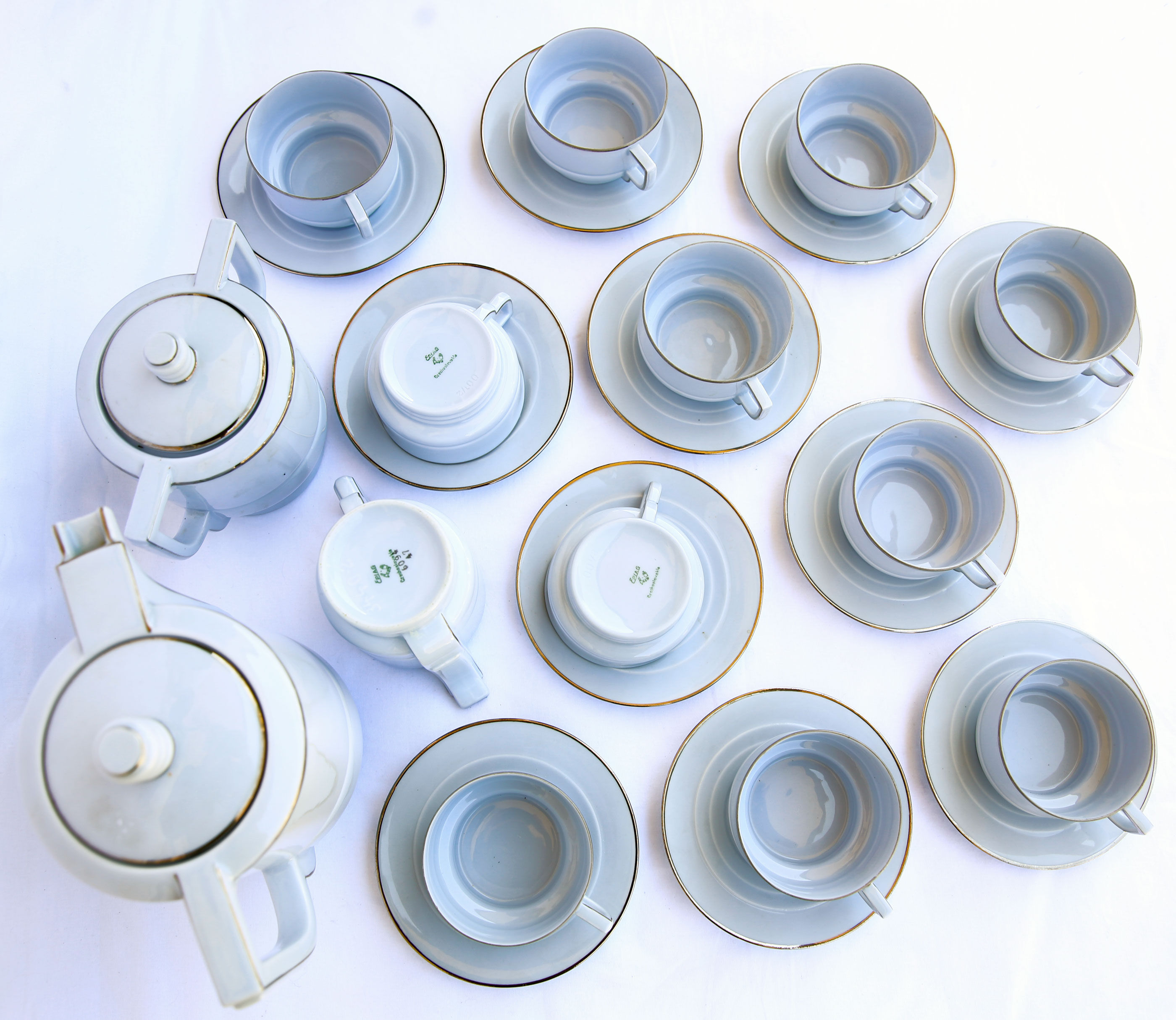 Art Deco coffee service in pale grey blue porcelain