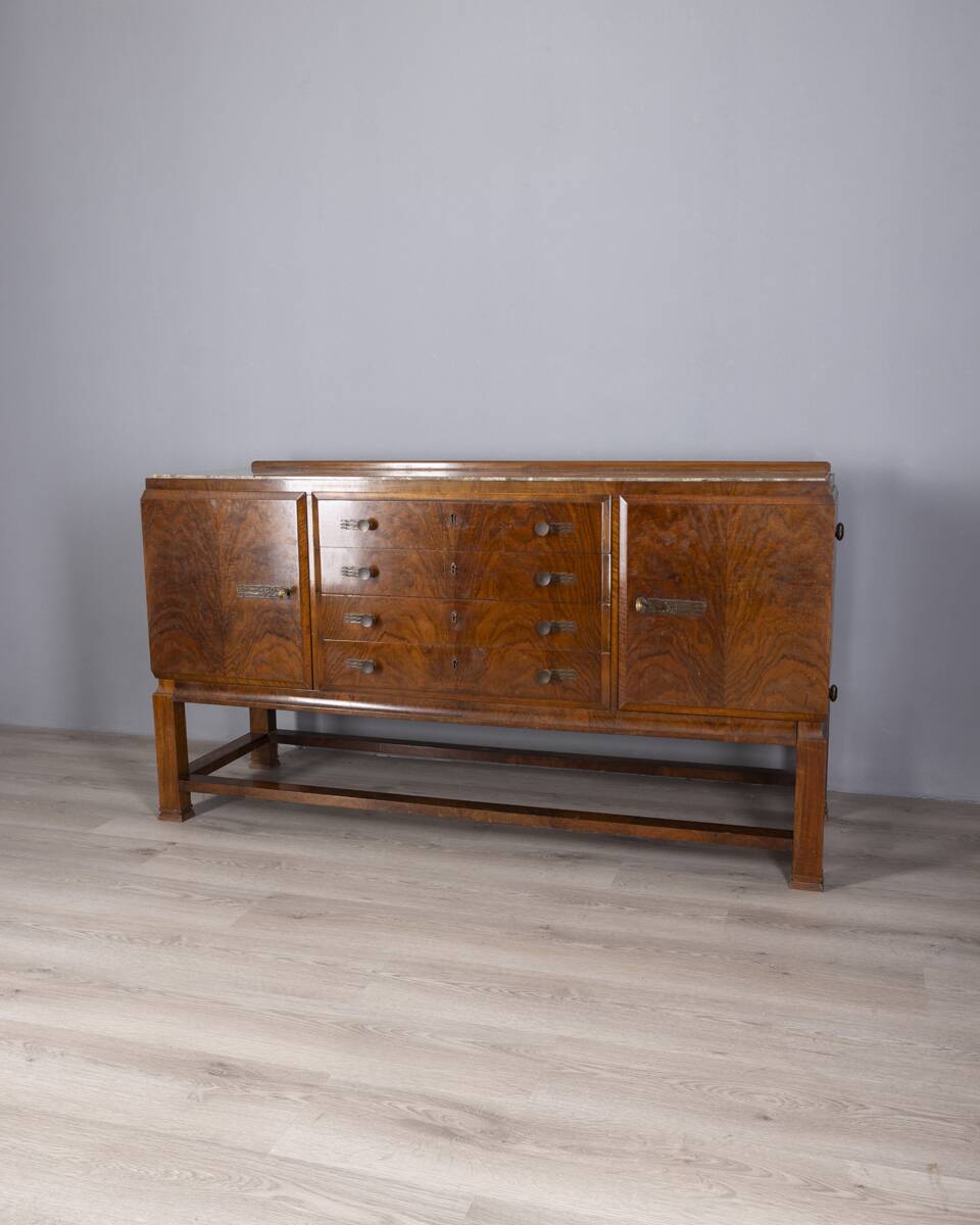 Vintage 1940s Italian-design Radica wood buffet sideboard