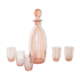 Old pink fine glass liquor service