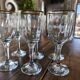 Set of 6 vintage red wine glasses with scrolled drinking rim and gold rim