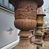 Large old cast iron planter on pedestal