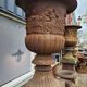 Large old cast iron planter on pedestal