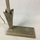 Art deco desk lamp made of cast metal and frosted glass