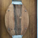 Vintage wood and metal tray for cheeses or decoration