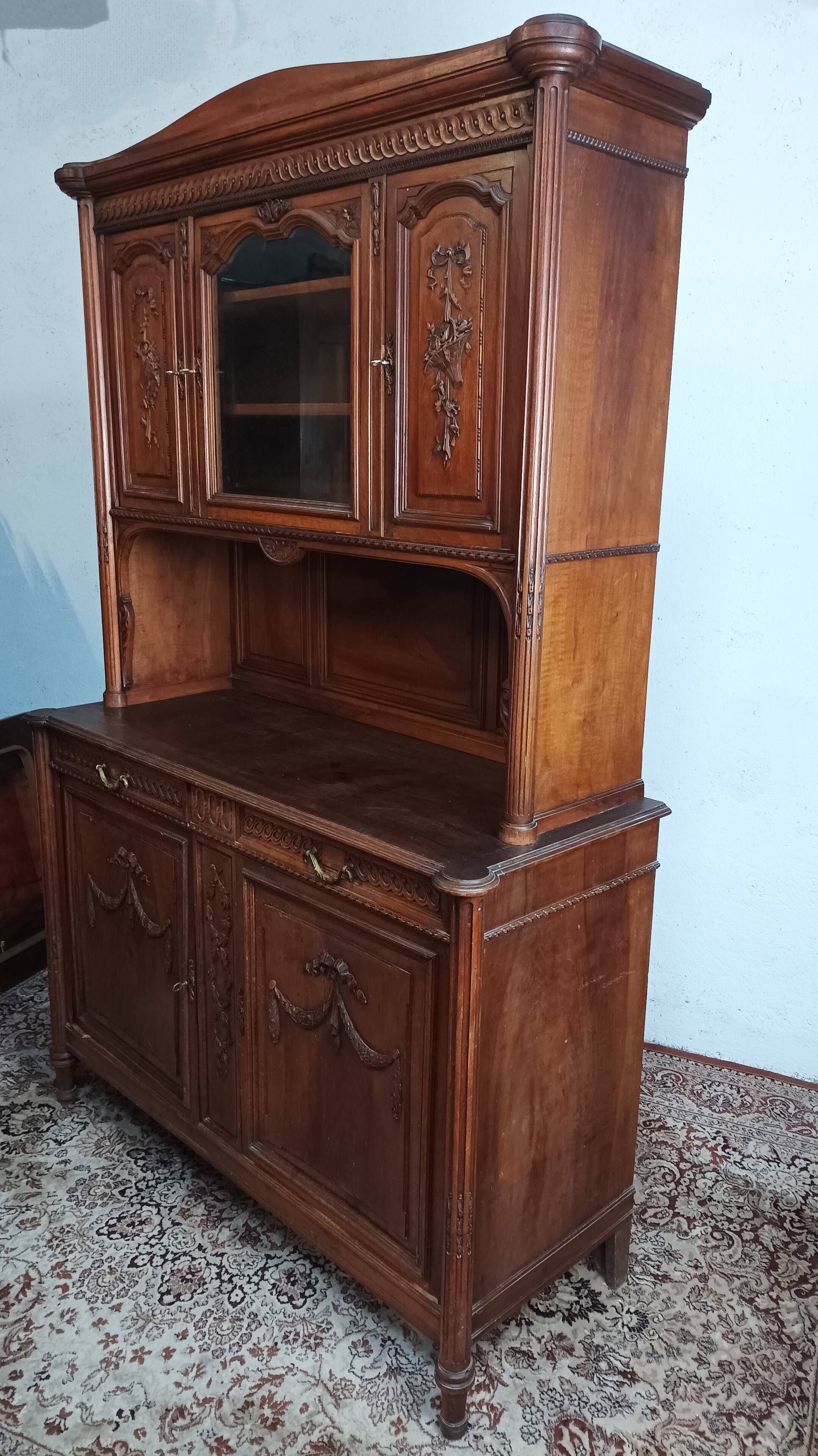 Louis XVI two-body sideboard stamped in walnut