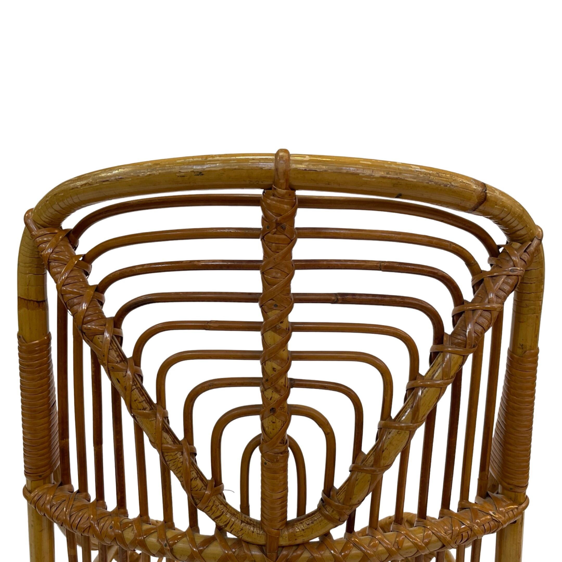 Tripod Rattan easy chair by Dirk van Sliedregt Rohe Noordwolde 1960 in the Netherlands