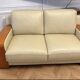 2 sofas 2 seats B&B Italia, cream leather and wood