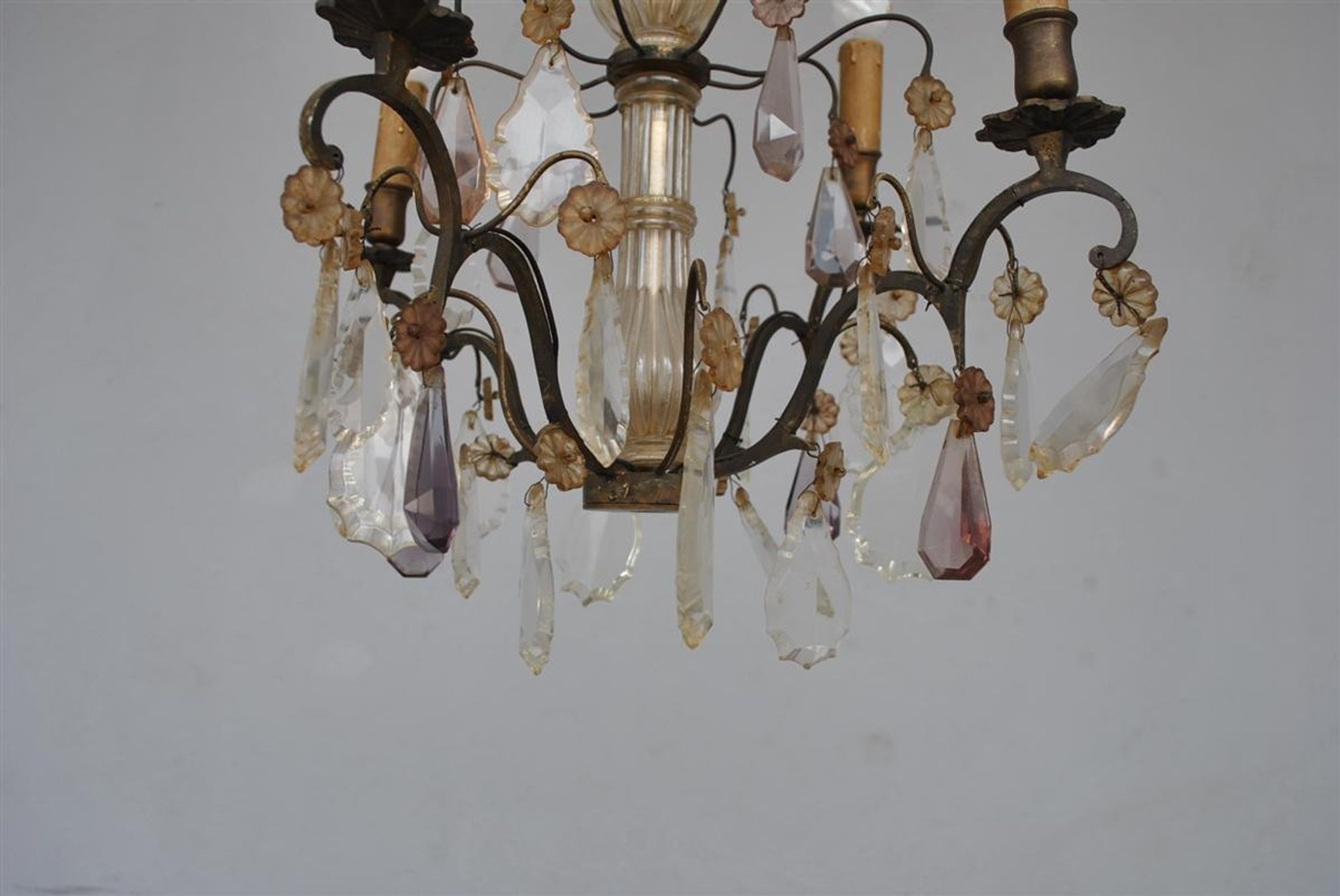 Lustre pampilles époque début XXème 6 feux