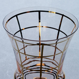 Art Deco vase with "modernist" design gilded with fine gold.  Verreries Laeken Belgium - circa 1950