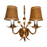 Double wall lamp in golden metal ears of wheat