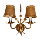 Double wall lamp in golden metal ears of wheat