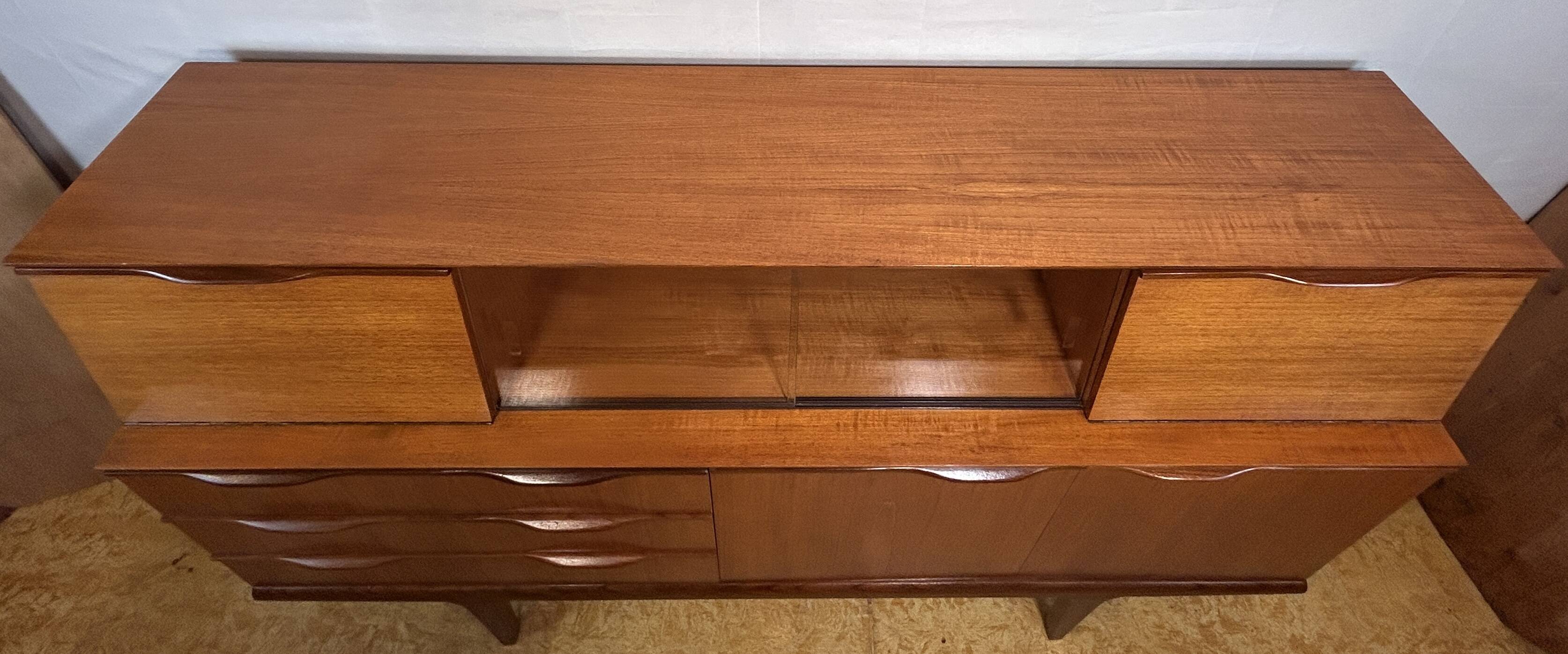 Mid Century Retro Vintage Teak Sideboard 1960 Bureau Flap + Cocktail Bar