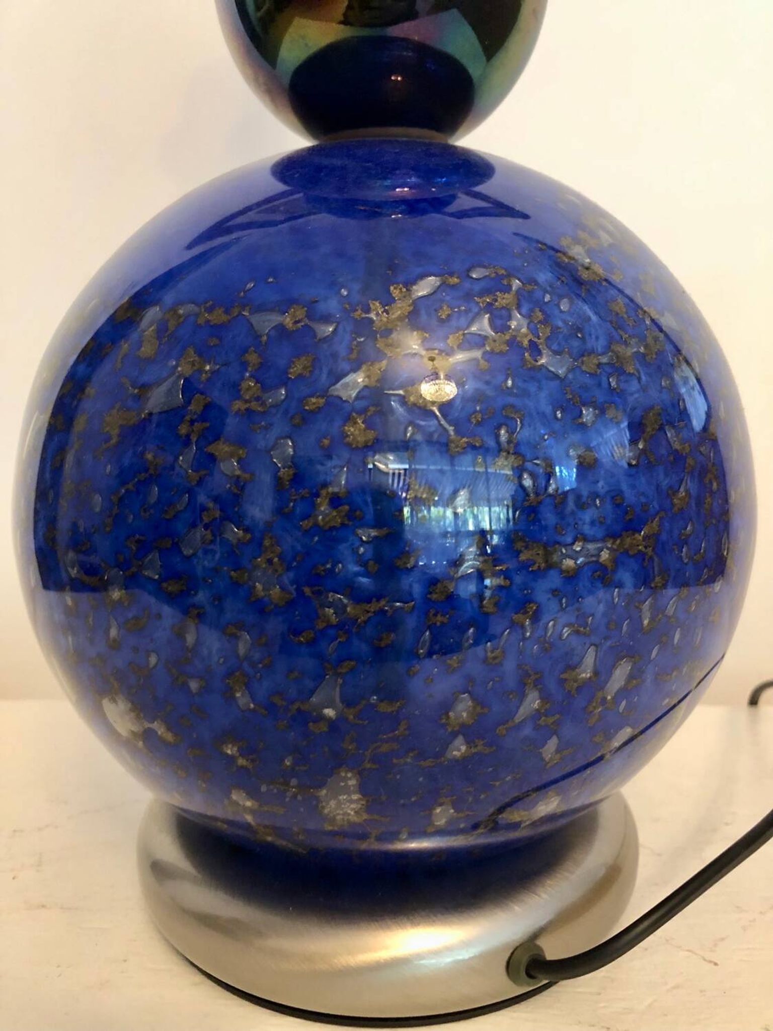 Vintage blue and gold blown glass lamp from the 80s/90s