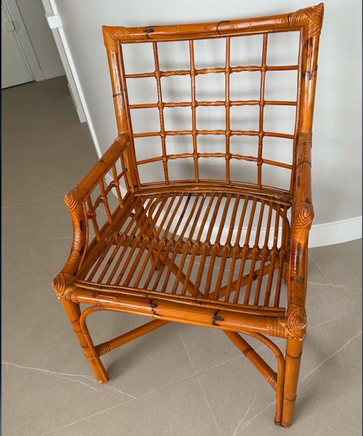 Desk and armchair rattan and vintage bamboo