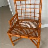 Desk and armchair rattan and vintage bamboo
