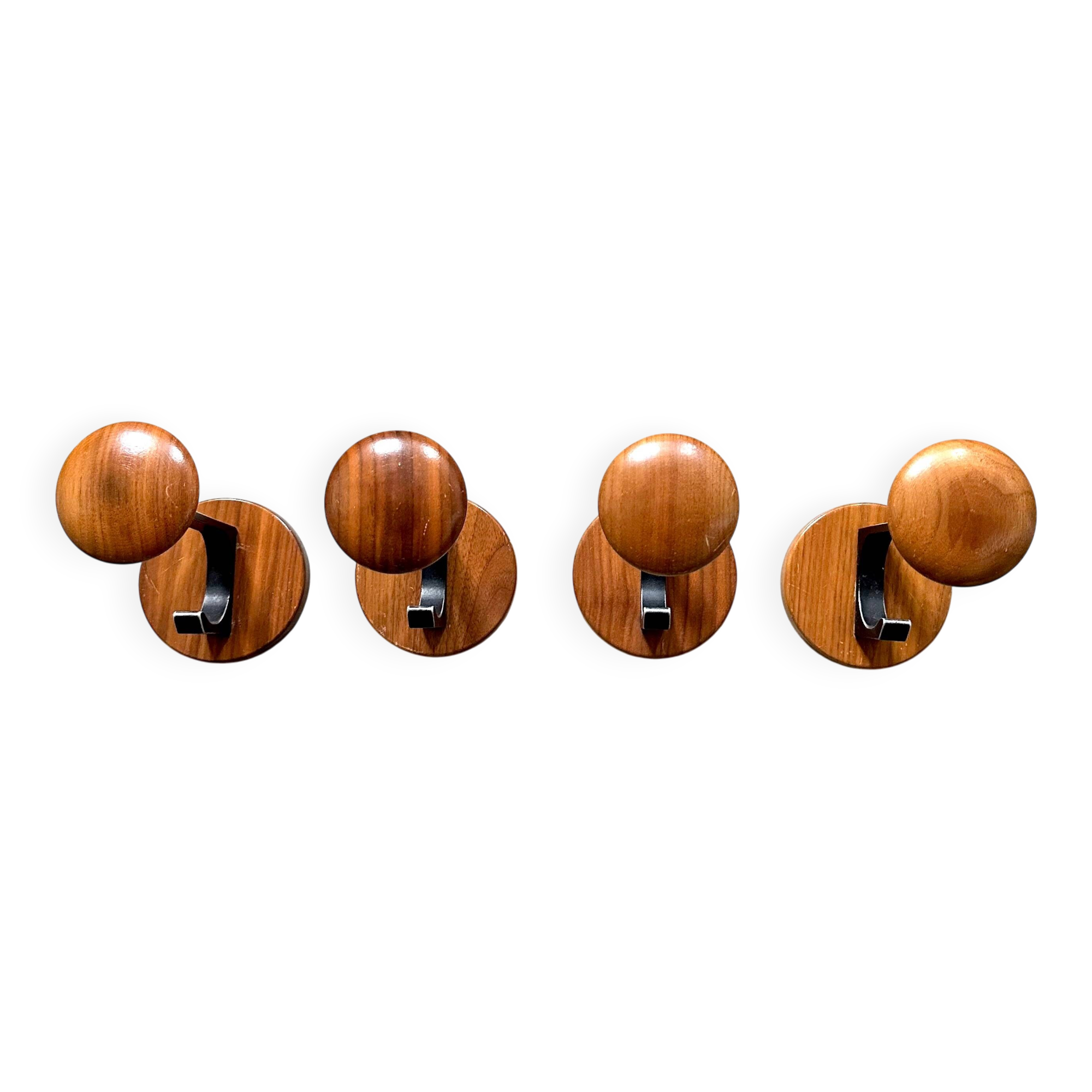 4 Vintage Wooden Coat Hooks, Mid-Century Modern Wall Coat Rack, Retro Style