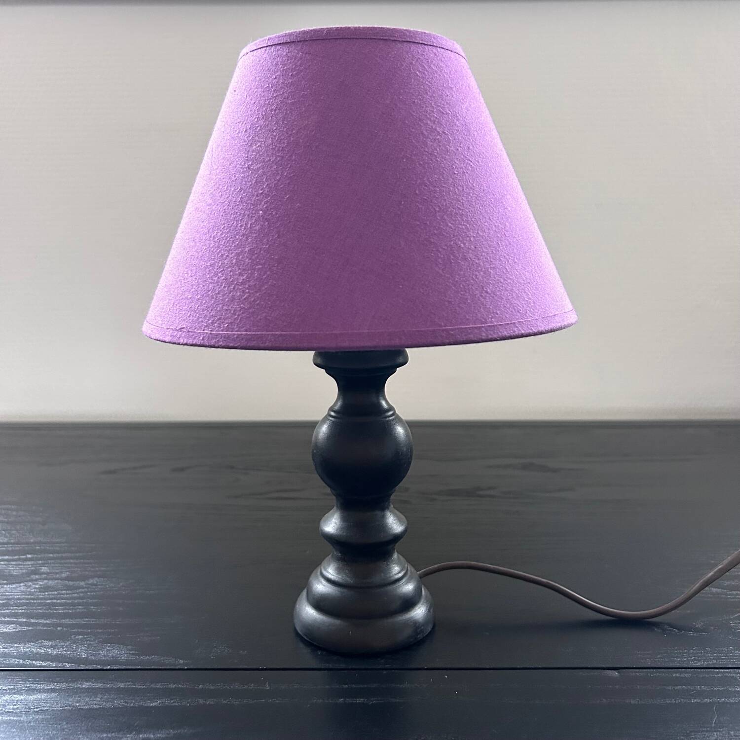 Small black wooden lamp