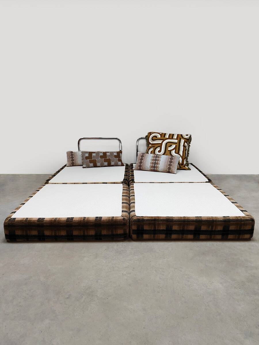 Vintage modular convertible sofa bed 'Flannel Tiles'