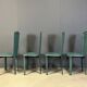 Vintage green leather dining chairs, 1980s - set of 4