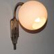 French art deco wall sconce silver metal with opaque glass ball shade 4101