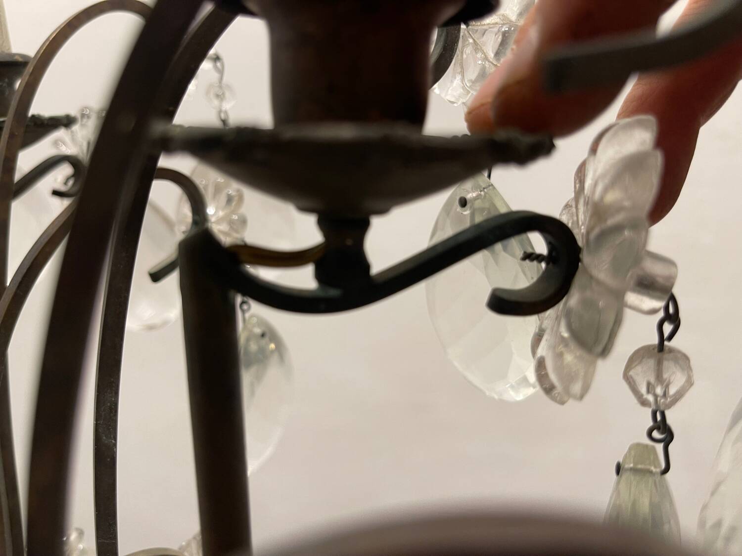 Antique Large Bronze Crystal Chandelier 1920/40’s