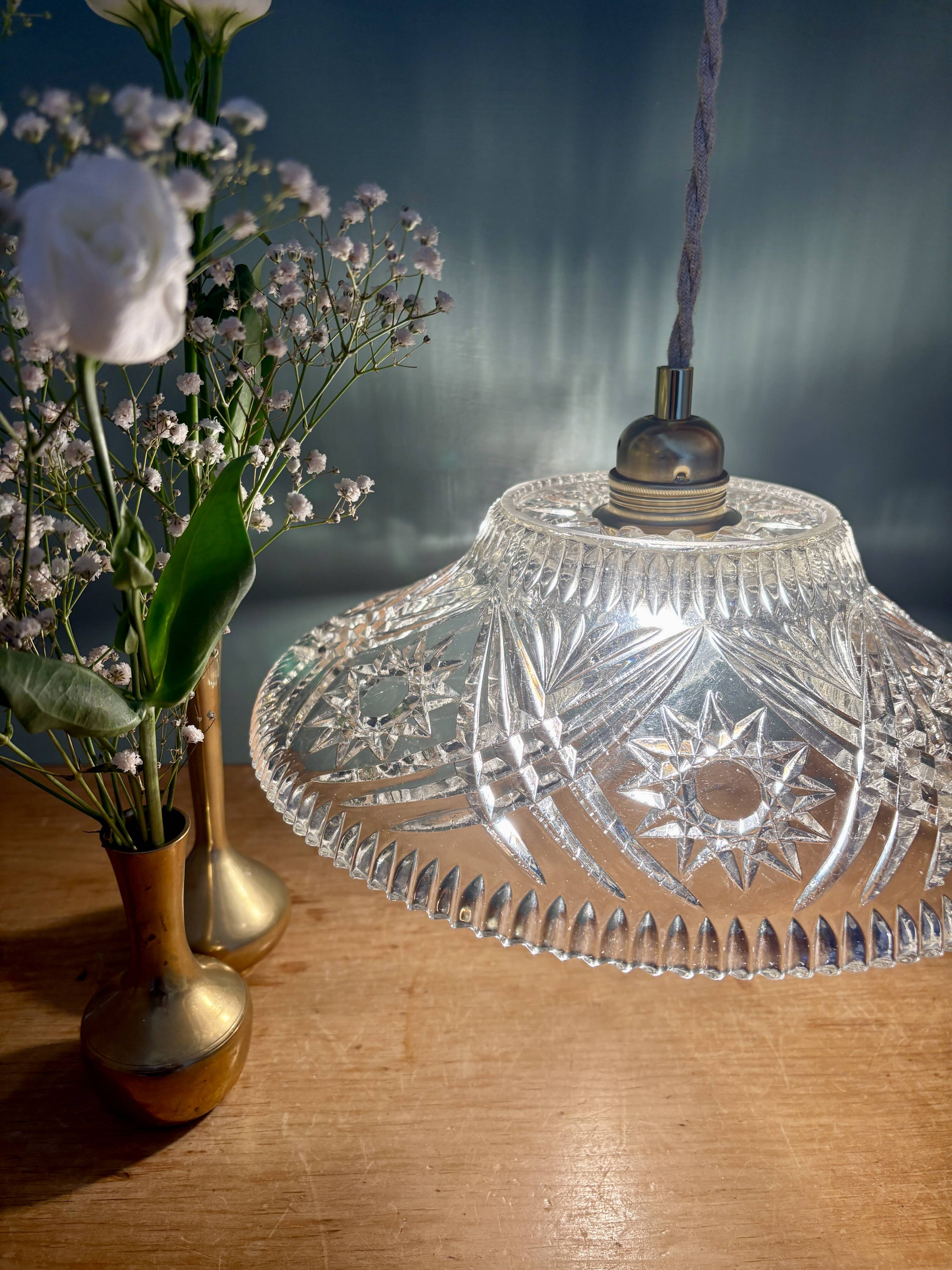 Vintage glass pendant lampshade - tableware collection -