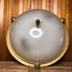 Old molded glass ceiling light + gold metal contour + vintage brass #a491
