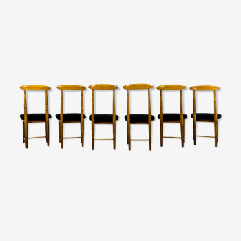 Set of 6 restored chairs by Bernard Malendowicz 1960s