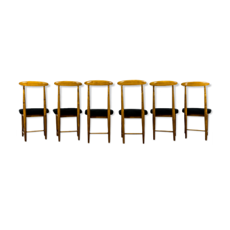 Lot de 6 chaises restaurées par Bernard Malendowicz années 1960