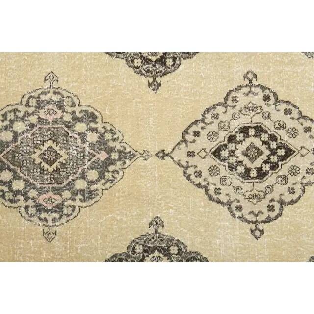 1970s Vintage Turkish Hand-Knotted Wool & Cotton Beige Rug 136x388