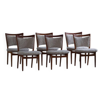 Set of 6 modern Danish chairs in oak and lambswool, model SW86 by Finn Juhl, 1953.