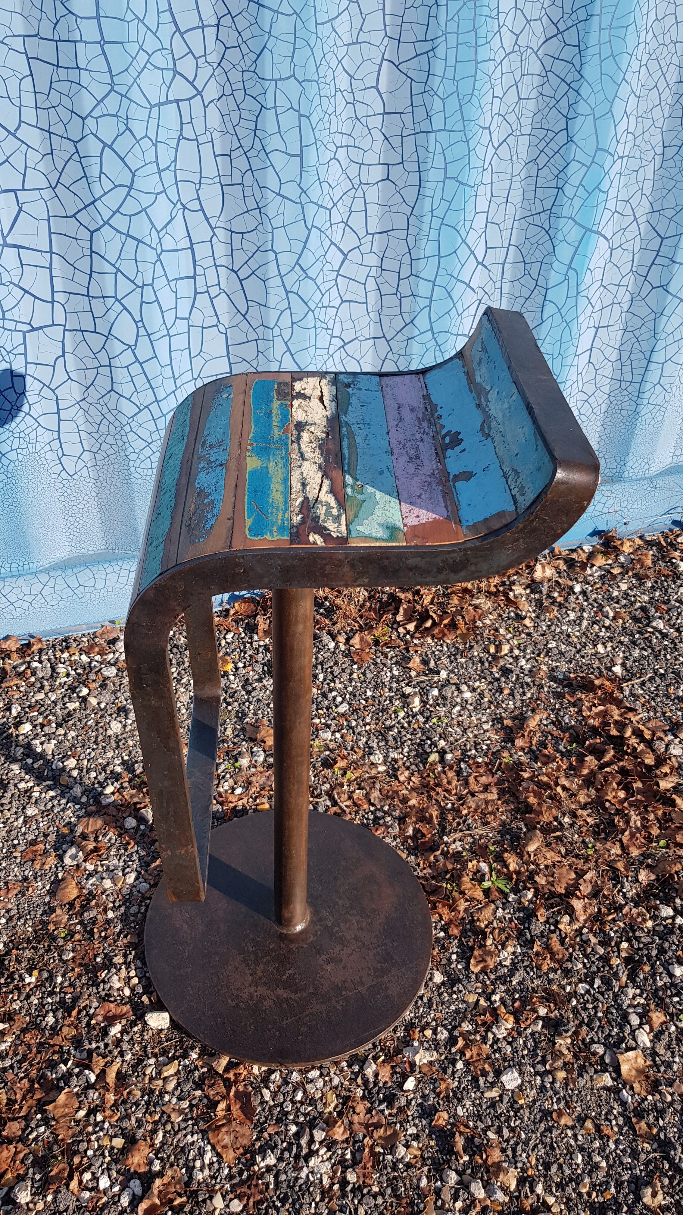 Bar stool design cast iron and wood