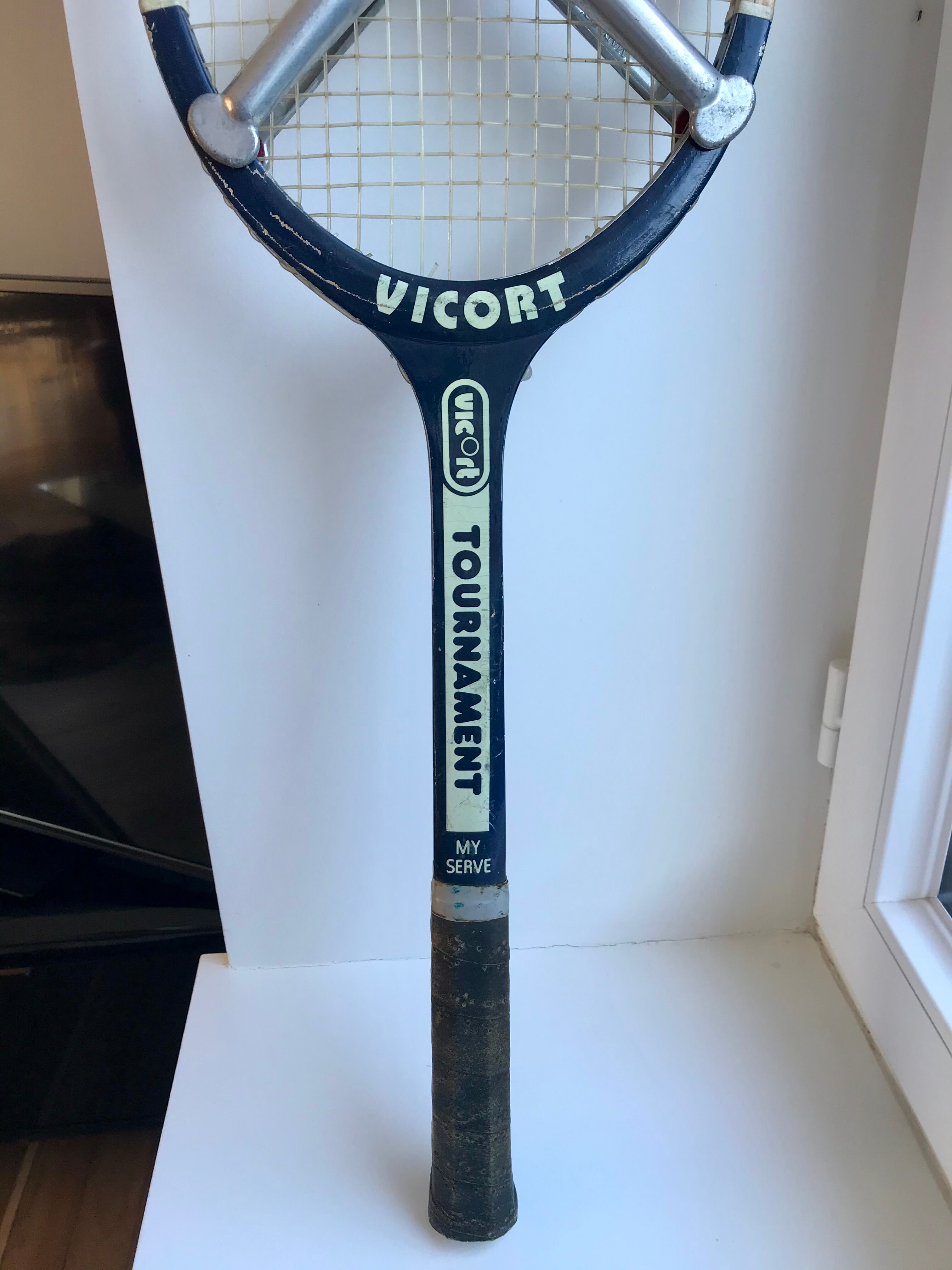Vintage wooden racket and tensioner "vicort" 70s