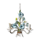 Vintage tole chandelier with light blue roses 1960s