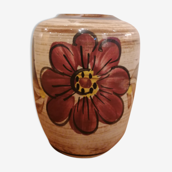 Vase vintage en céramique à fleurs