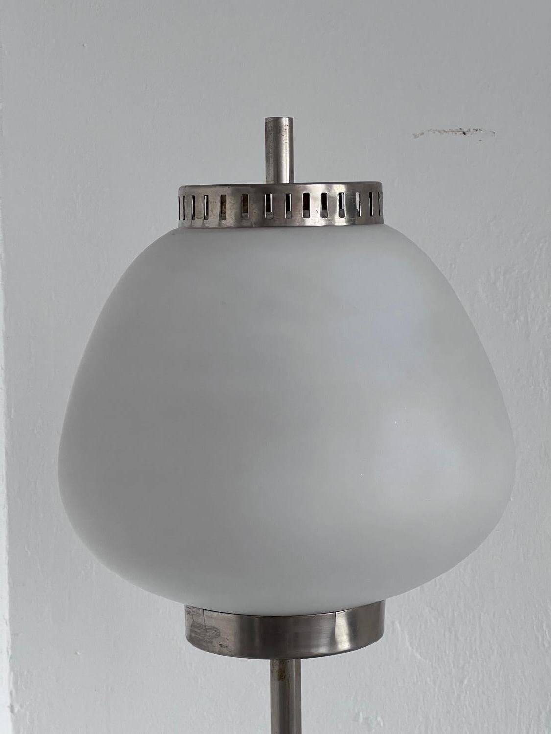 Stilnovo Floor Lamp in Metal, Marble and Opaline Glass, 1950s Rare Decorative