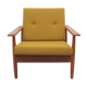 1960s armchair in teak, fabric mustard yellow