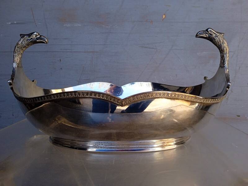 Phenix bowl on foot silver metal center table 1940