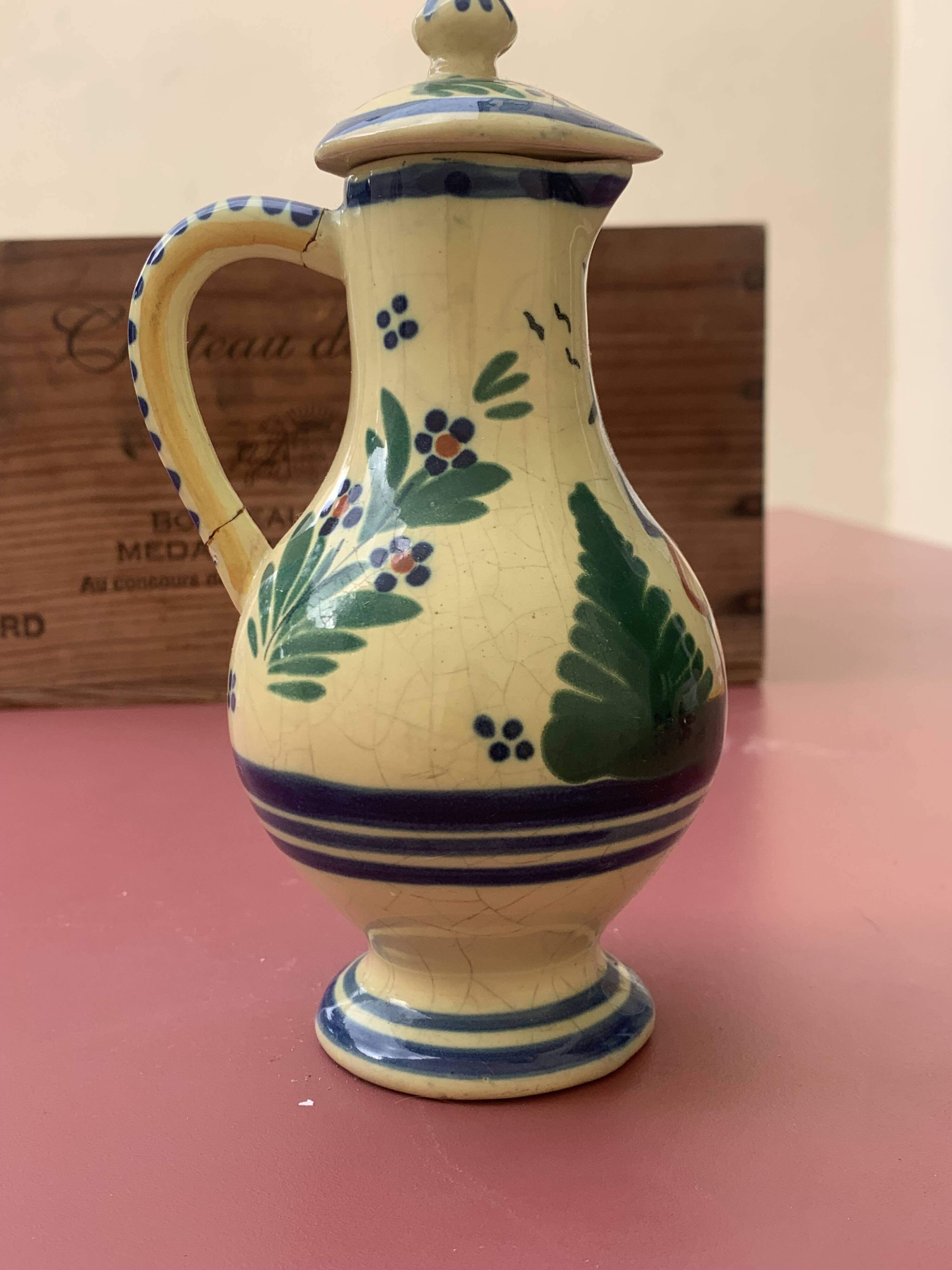 Small jug with lid Henriot Quimper