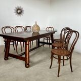 Old brutalist farm table designed by George Robert in pine from the 70s