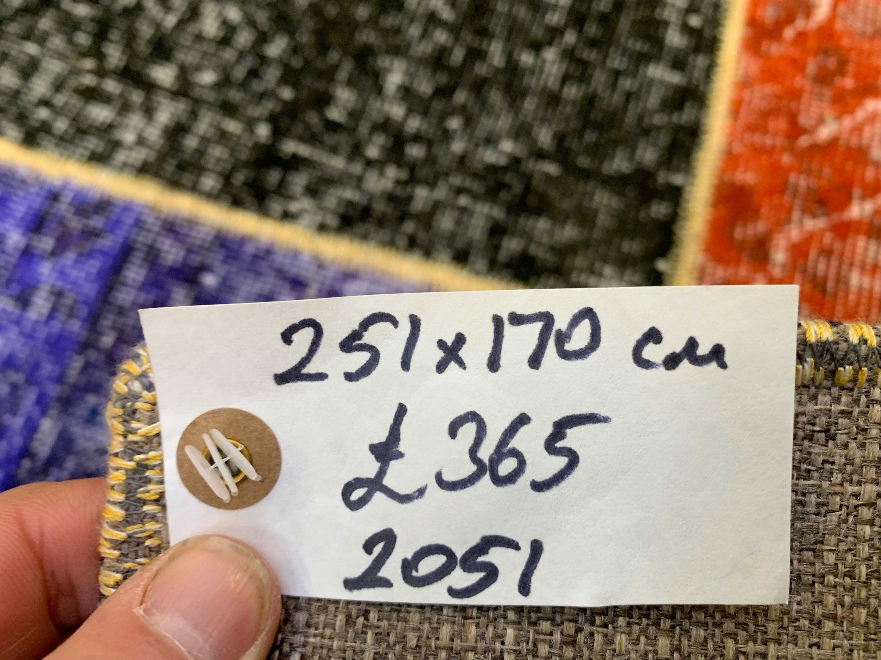 Distressed vintage turkish patchwork rug 251x170 cm wool large